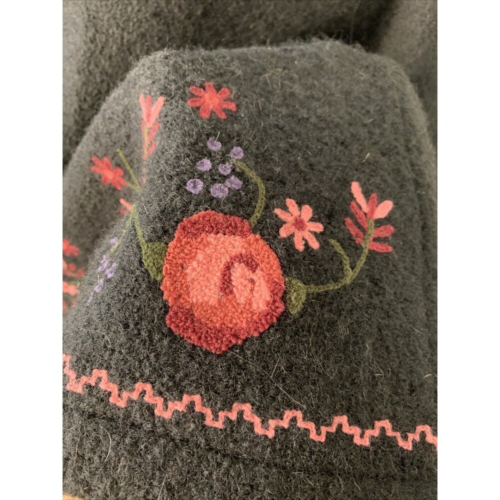 Carole Little 100%Wool Flower Embroidered Sweater Open Front Jacket Size Medium - Picture 8 of 16